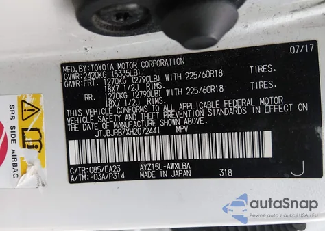 2017 Lexus Nx 300H z USA, uszkodzony, nr VIN JTJBJRBZXH2072441